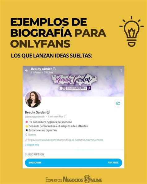 que poner en mi biografia de onlyfans|BIOGRAFÍA para ONLYFANS ejemplos e ideas para。